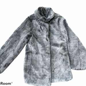 Lands End Gray Faux Fur Coat size Small 7 - 8 NWOT